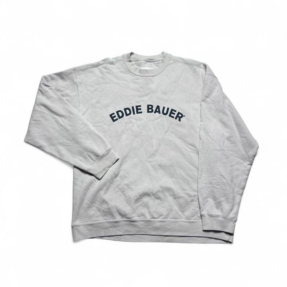 Eddie Bauer Y2k Vintage Spellout Tan Cotton Sweatshirt Pullover Crewneck Medium
